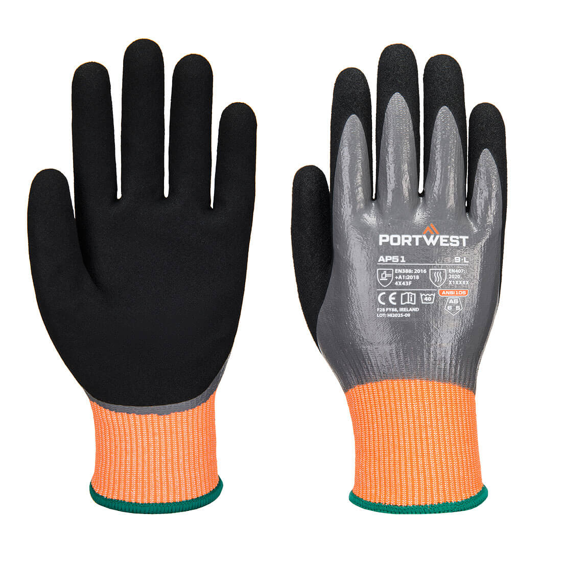 Cut F15 Nitrile Aqua Glove - Harmaa/musta