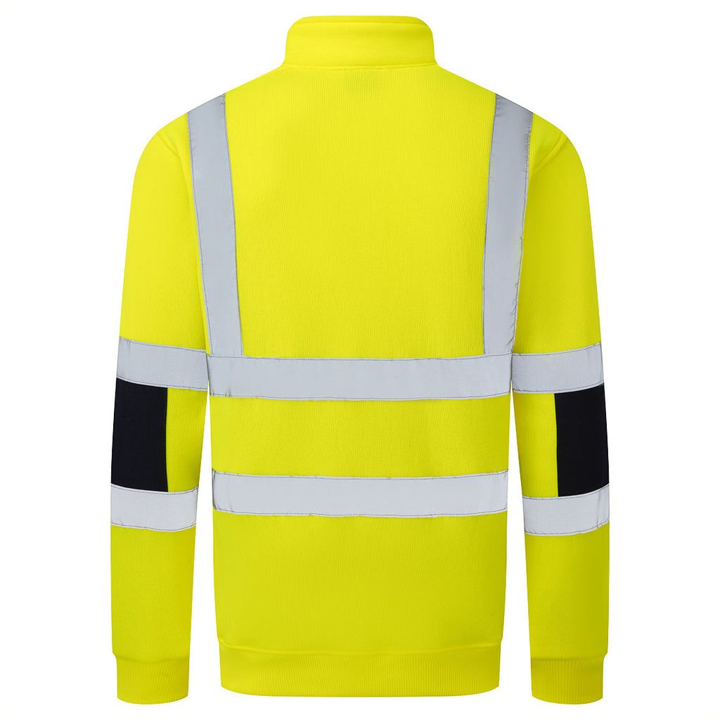 HI-Vis neulottu college-pusero, jossa on puolipitkä vetoketju - Keltainen
