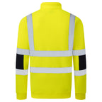 HI-Vis neulottu college-pusero, jossa on puolipitkä vetoketju - Keltainen