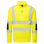 HI-Vis neulottu college-pusero, jossa on puolipitkä vetoketju - Keltainen