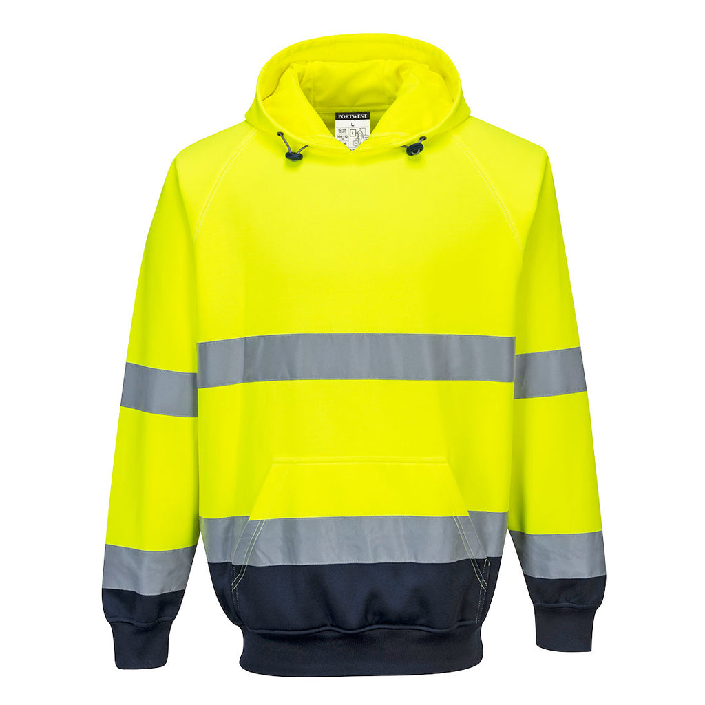 Kaksi sävy Hi-Vis huppari - Kelta/navy