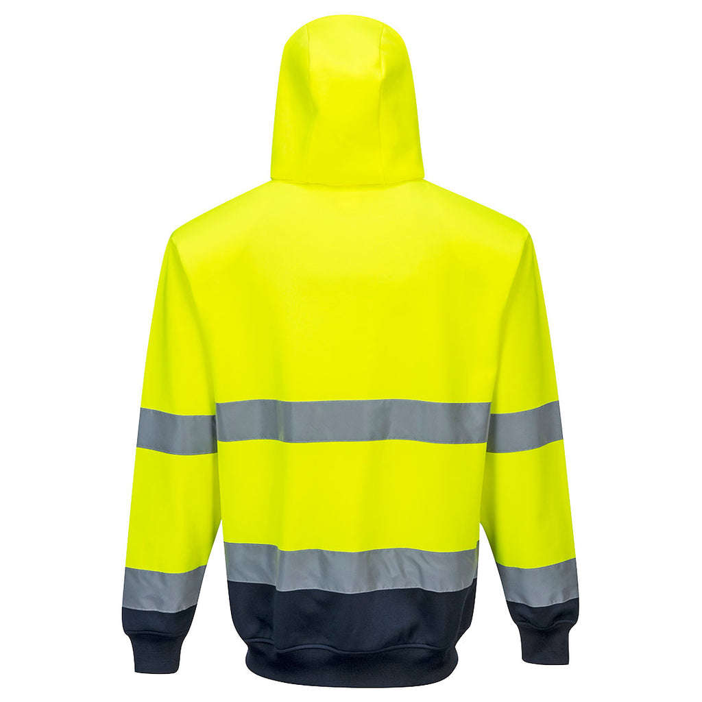 Hi-Vis kaksiväri vetoketjuhuppari - Kelta/navy