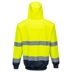 Hi-Vis kaksiväri vetoketjuhuppari - Kelta/navy