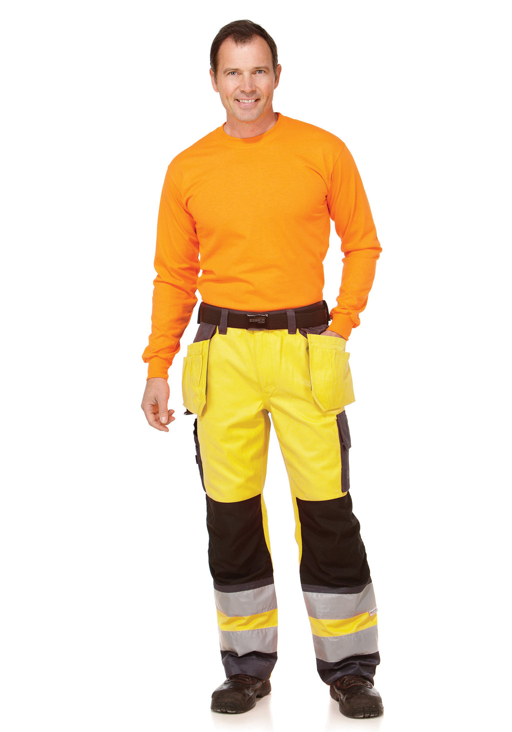 Carbon Hi-Vis riipputaskuhousut – huomiokeltainen