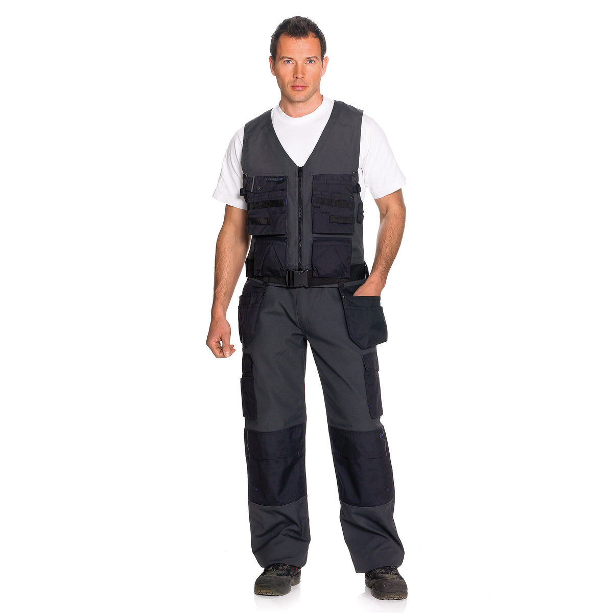 Caledon Premium Cordura-vahvistettu työkaluliivi – tummanharmaa/musta