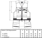 Caledon Premium Cordura-vahvistettu työkaluliivi – mittataulukko