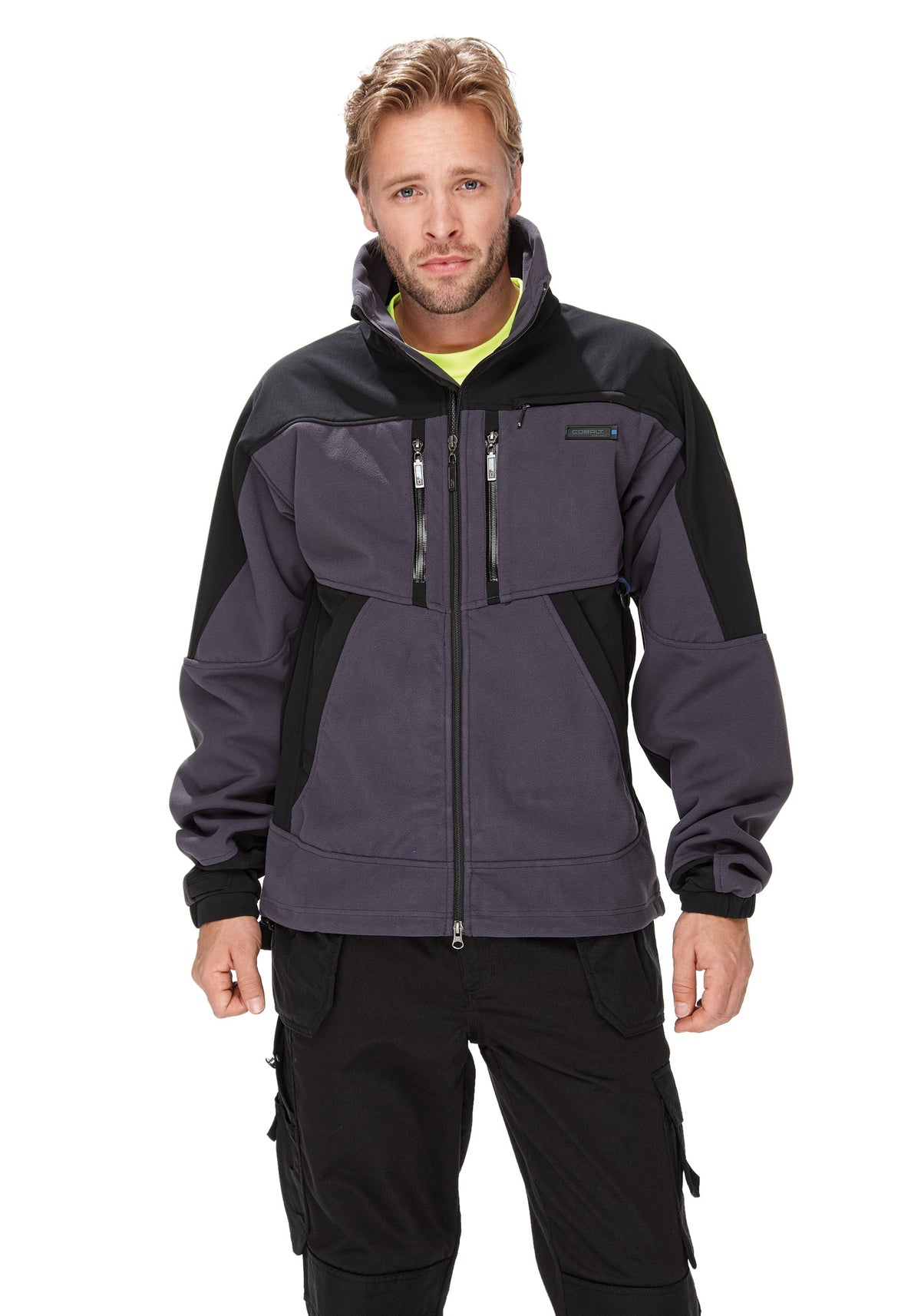Windsor hybridi fleece/softshell-takki – tummanharmaa/musta