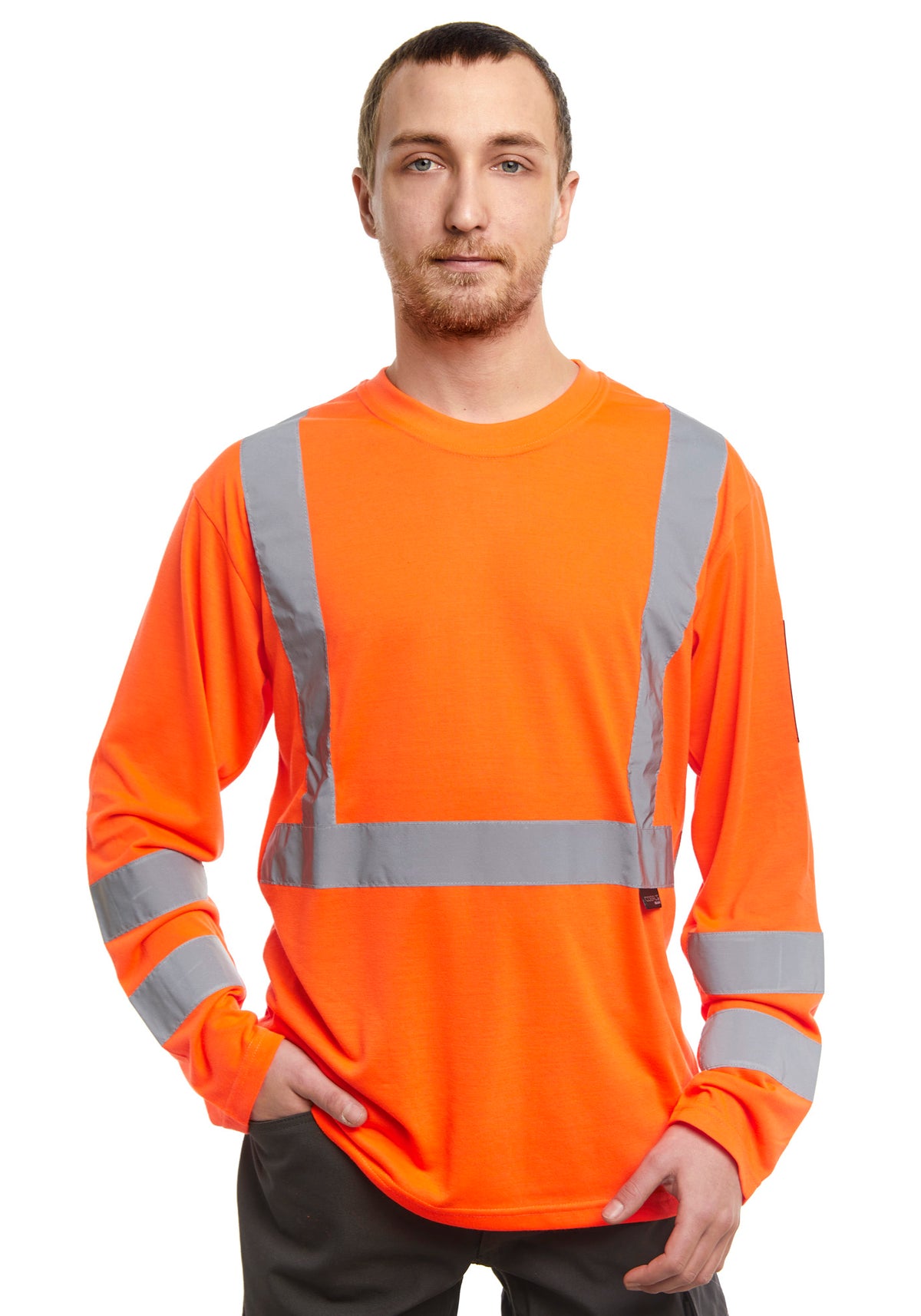 Neon 3 Hi-Vis paita ID-taskulla, pitkähihainen – huomio-oranssi