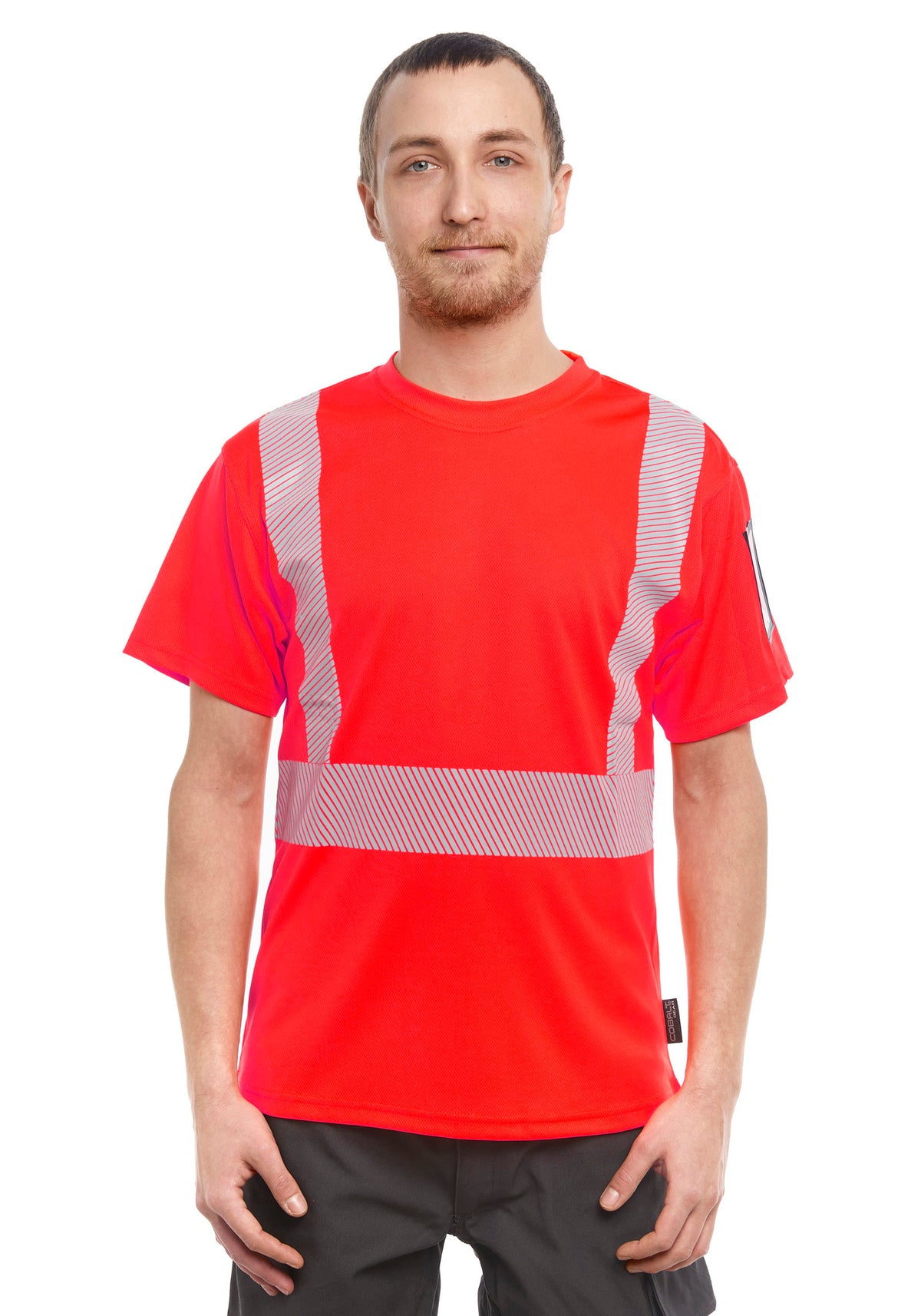 Neon 5 Hi-Vis t-paita ID-taskulla – huomiopunainen