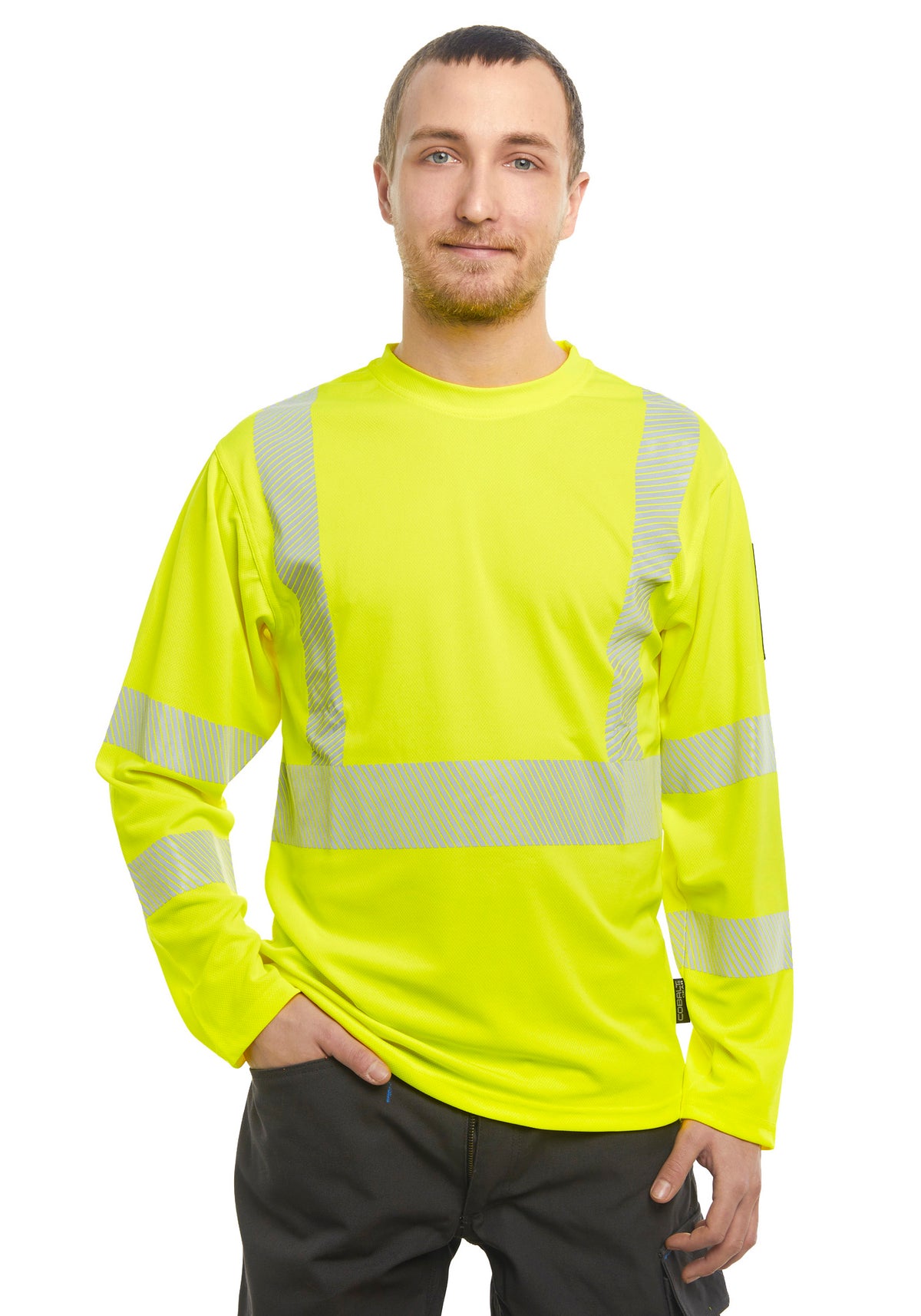 Neon 5 Hi-Vis paita ID-taskulla, pitkähihainen – huomiokeltainen