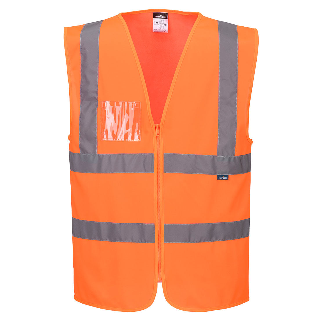 HiVis liivi vetoketjulla ja ristikkäisillä heijastinnauhoilla