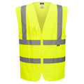 HiVis liivi vetoketjulla ja ristikkäisillä heijastinnauhoilla
