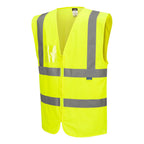 HiVis liivi vetoketjulla ja ristikkäisillä heijastinnauhoilla - Keltainen