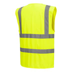 HiVis liivi vetoketjulla ja ristikkäisillä heijastinnauhoilla - Keltainen