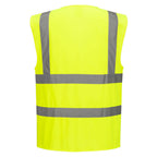 HiVis liivi vetoketjulla ja ristikkäisillä heijastinnauhoilla - Keltainen