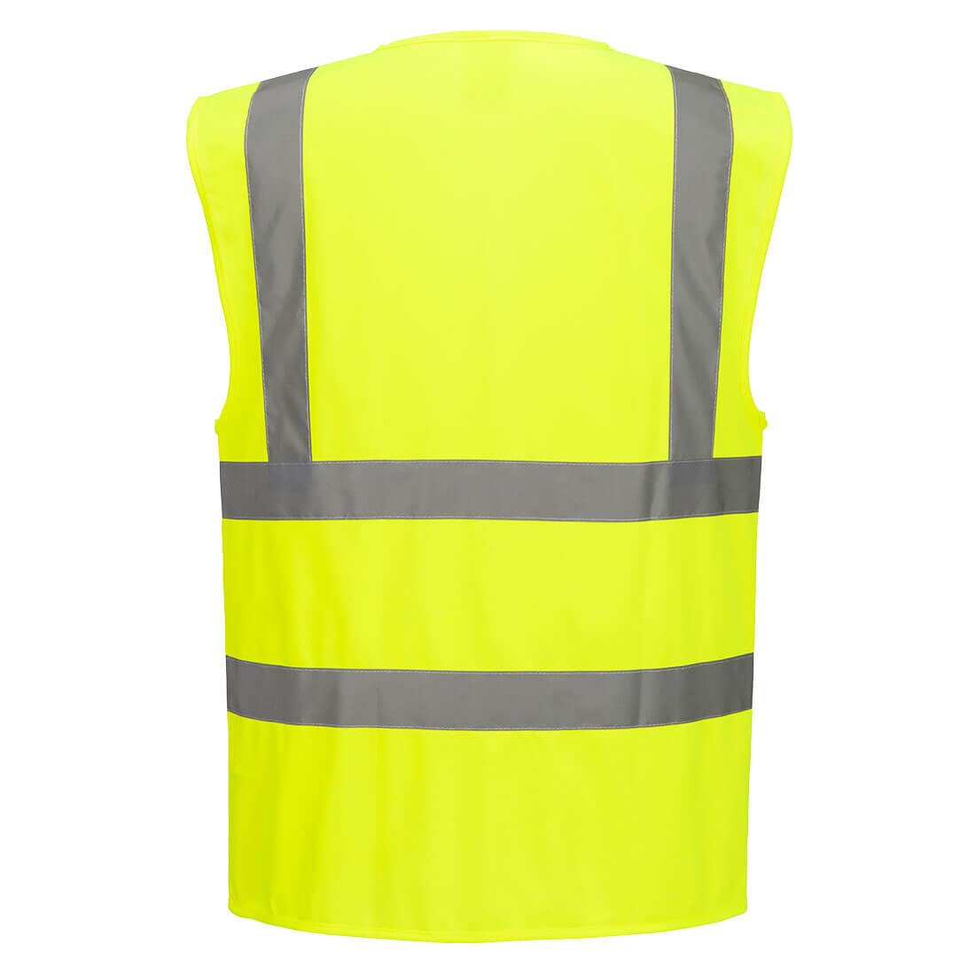 HiVis liivi vetoketjulla ja ristikkäisillä heijastinnauhoilla - Keltainen