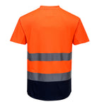 Hi-Vis kaksivärinen tuuletusaukollinen T-paita - Oranssi/navy