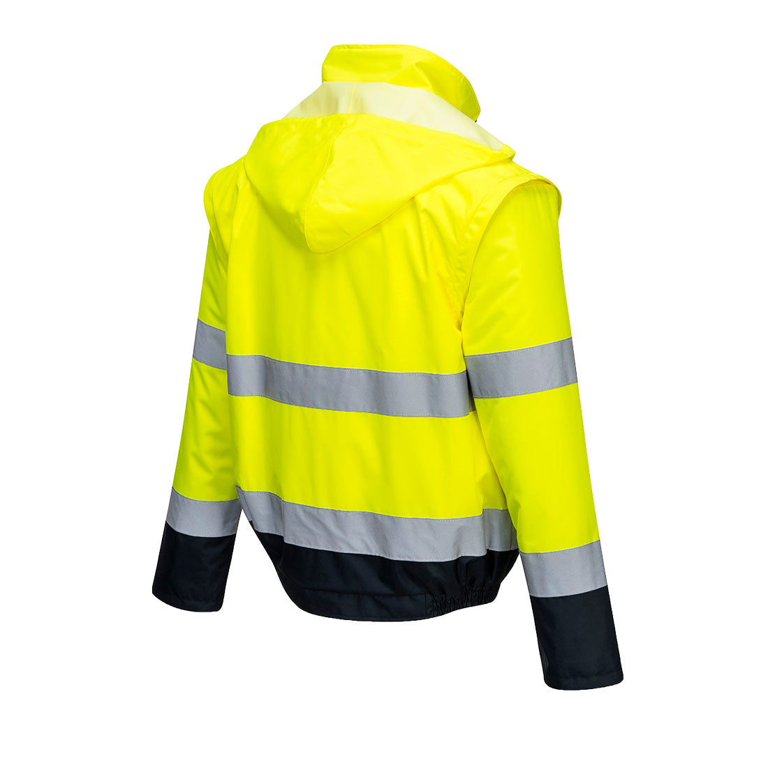 Hi-Vis kontrastiväri 2-in-1 Bomber-takki - Kelta/navy