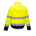 Hi-Vis kontrastiväri 2-in-1 Bomber-takki - Kelta/navy