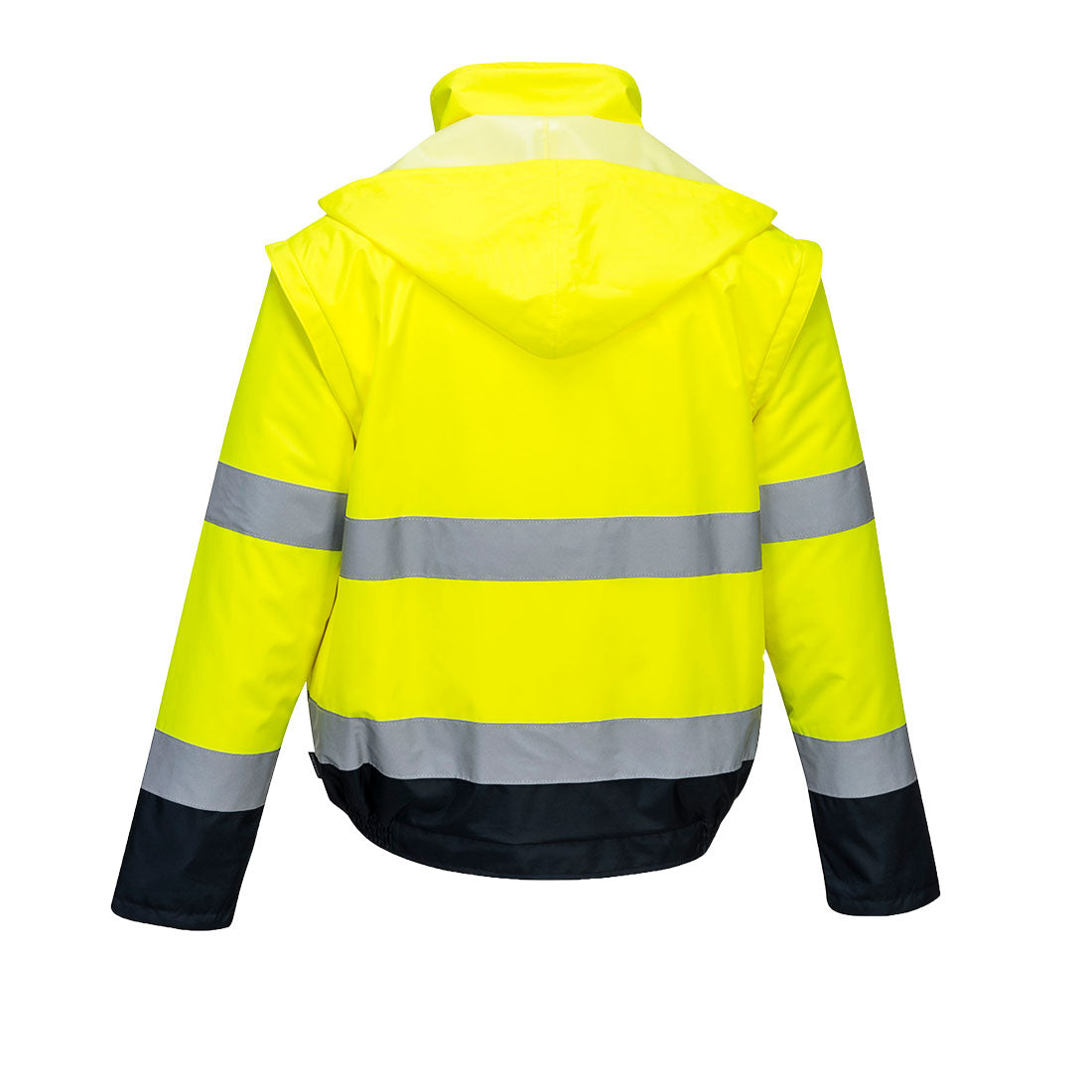 Hi-Vis kontrastiväri 2-in-1 Bomber-takki - Kelta/navy