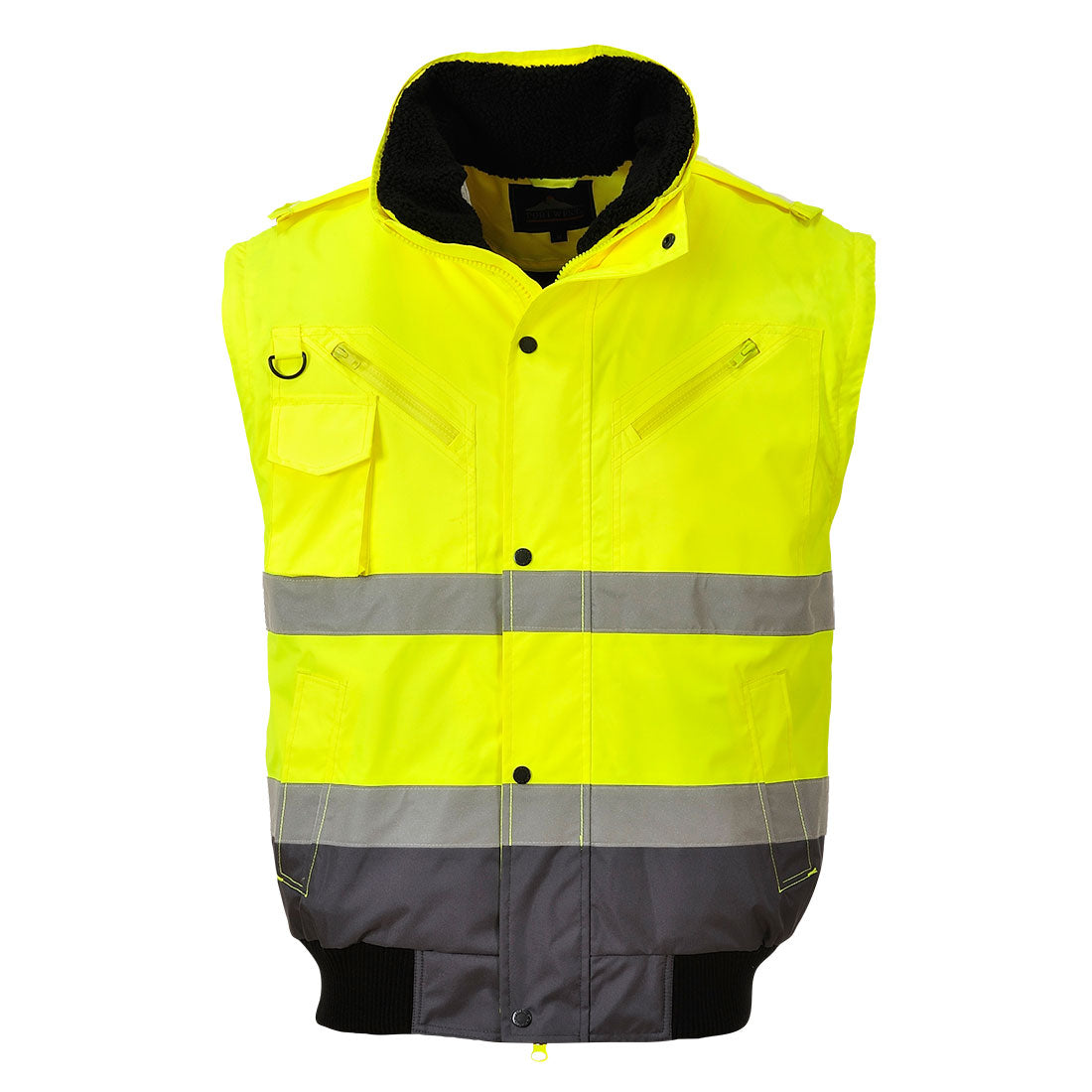 Hi-Vis 3-in-1 Kontrasti Bomber-takki - Kelta/harmaa