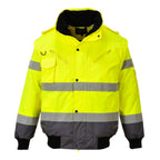 Hi-Vis 3-in-1 Kontrasti Bomber-takki - Kelta/harmaa