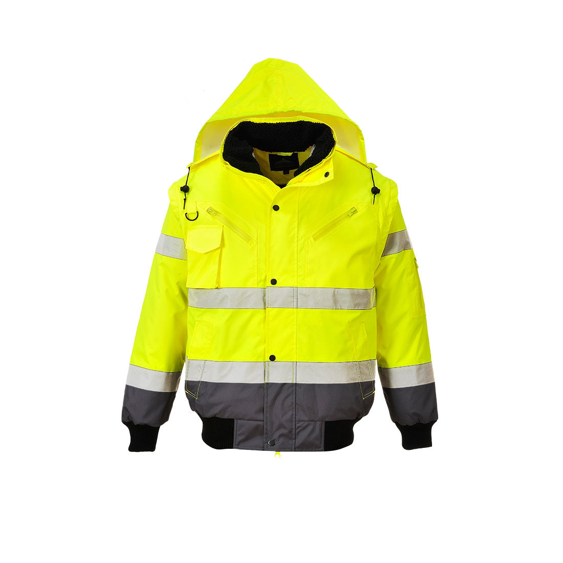 Hi-Vis 3-in-1 Kontrasti Bomber-takki - Kelta/harmaa
