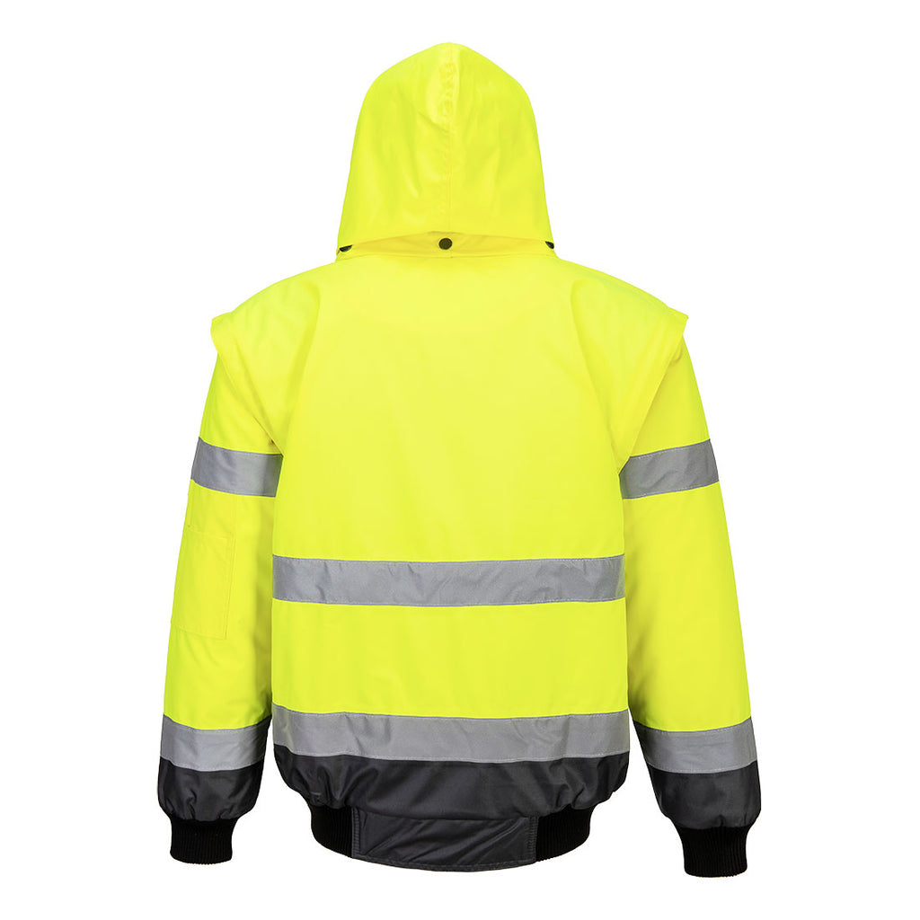 Hi-Vis 3-in-1 Kontrasti Bomber-takki - Kelta/harmaa