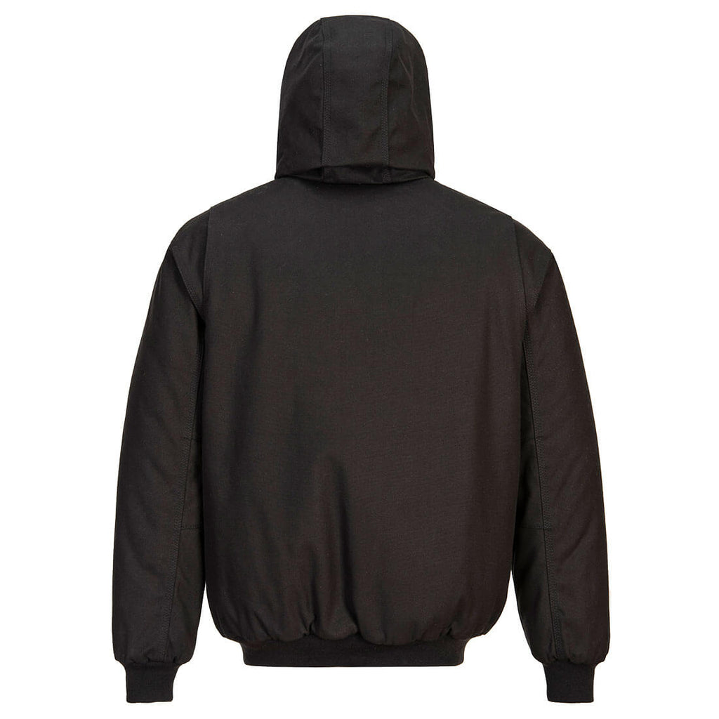 Tikkivuoorattu hupullinen bomber-takki - Musta