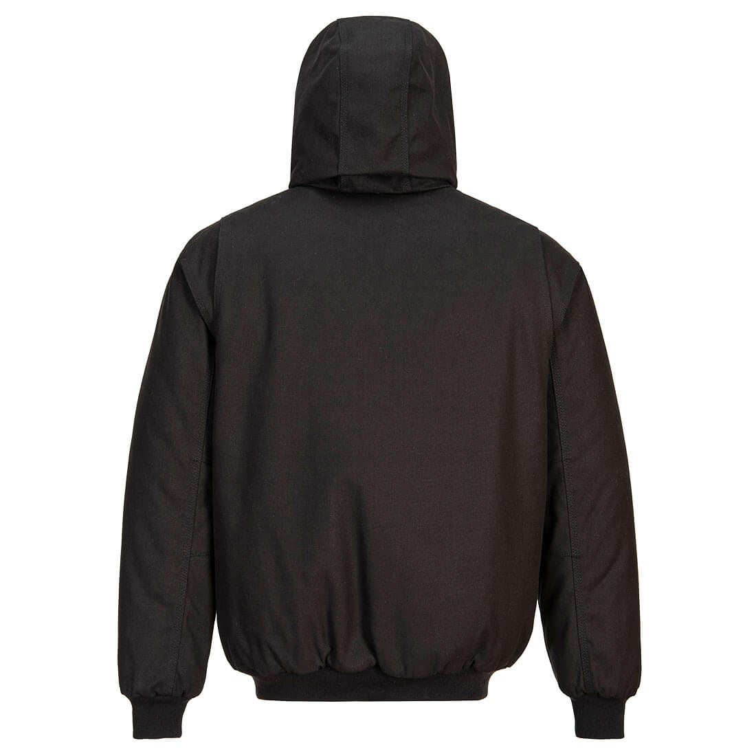 Tikkivuoorattu hupullinen bomber-takki - Musta