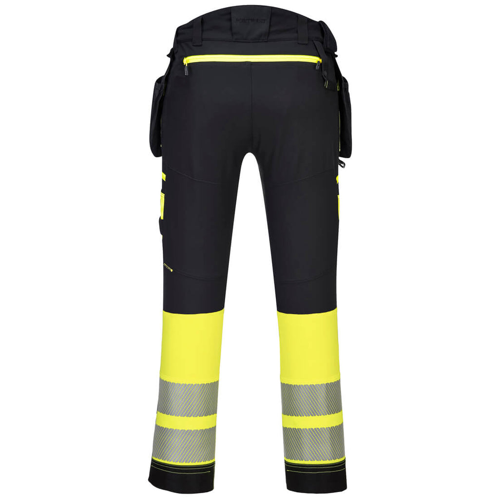 DX4 Hi-Vis 1-luokan housut irrotettavilla riipputaskuilla - Kelta/musta