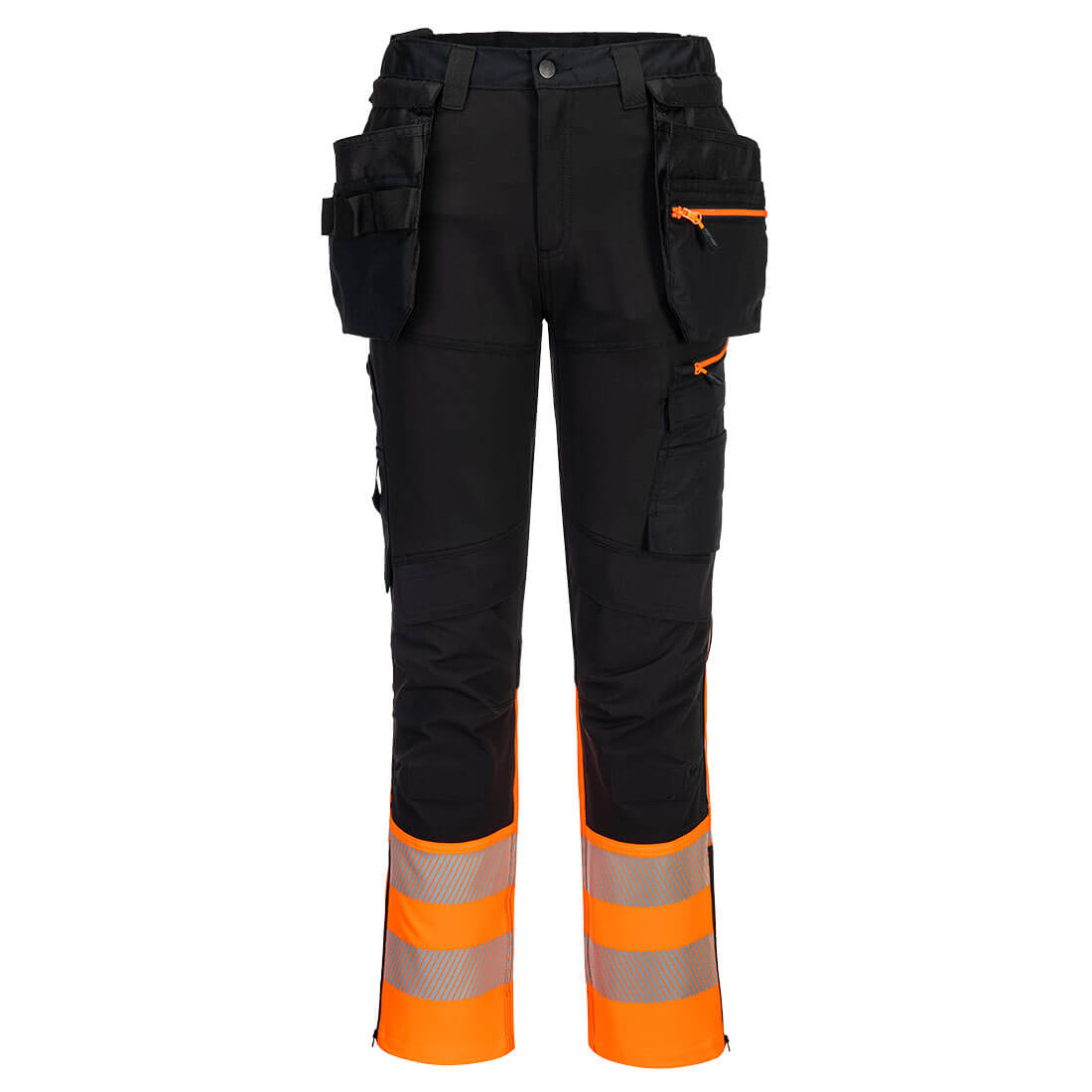 DX4 Hi-Vis 1-luokan Craft-housut irrotettavilla riipputaskuilla - Oranssi/musta