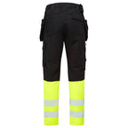 DX4 Hi-Vis 1-luokan Craft-housut irrotettavilla riipputaskuilla - Kelta/musta