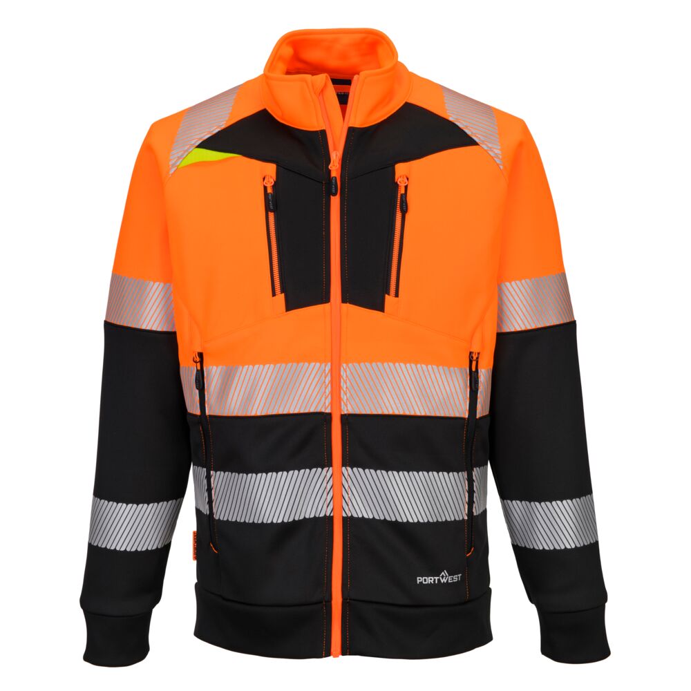 DX4 Hi-Vis vetoketjullinen Funnel Neck- collaripusero (Luokka 1) - Oranssi/musta
