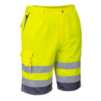 Hi-Vis Poly-Puuvilla shortsit - Kelta/harmaa