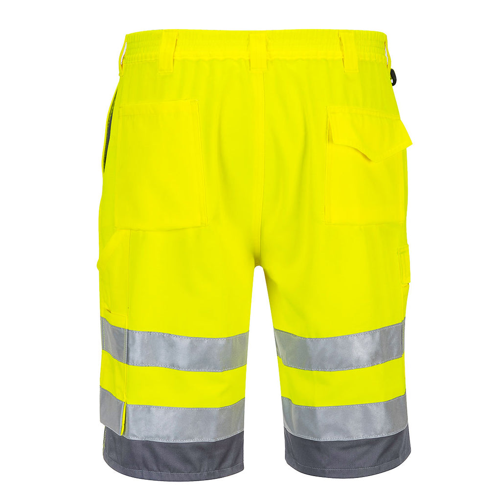 Hi-Vis Poly-Puuvilla shortsit - Kelta/harmaa