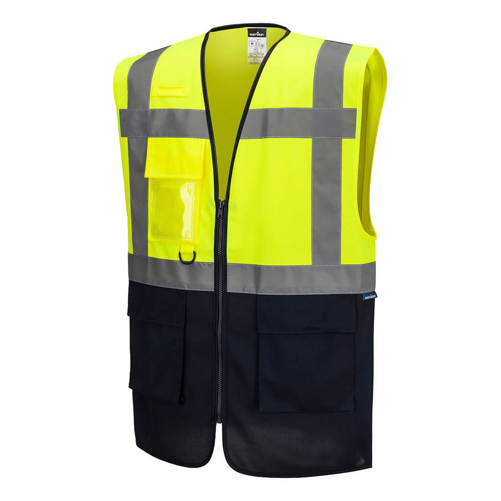 ES1 Essential Hi-Vis kaksivärinen Executive-liivi - Kelta/navy