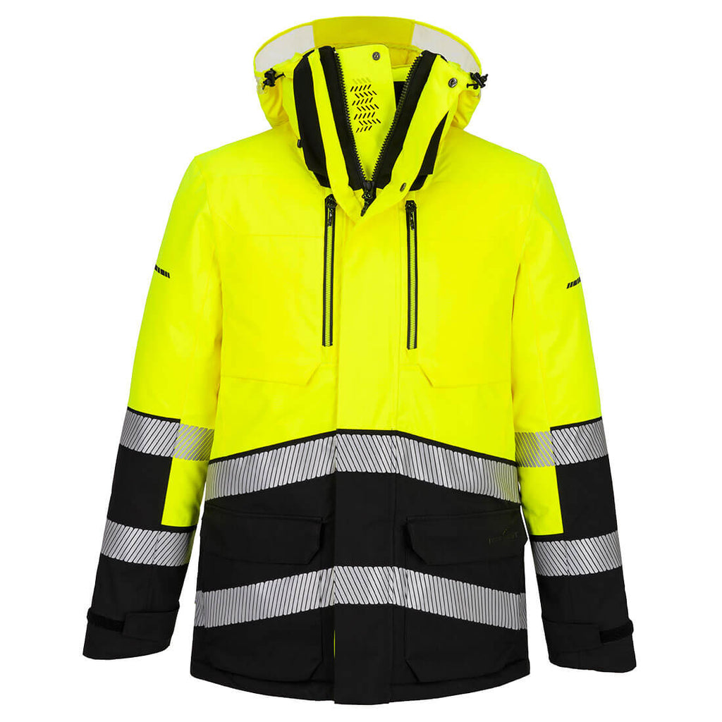 EV4 Hi-Vis Expedition Parka-takki - Kelta/musta