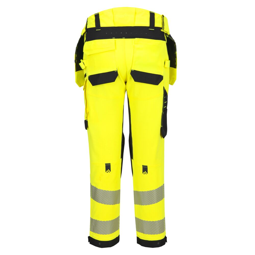 EV4 Hi-Vis Stretch-housut irrotettavilla riipputaskuilla (Luokka 2) - Kelta/musta