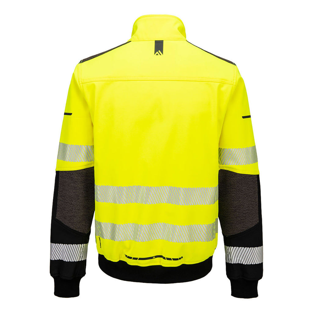 EV4 Hi-Vis Softshell Bomber-takki (3L) - Kelta/musta