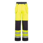 Bizflame Hi-Vis kontrasti FR housut riipputaskuilla - Kelta/navy