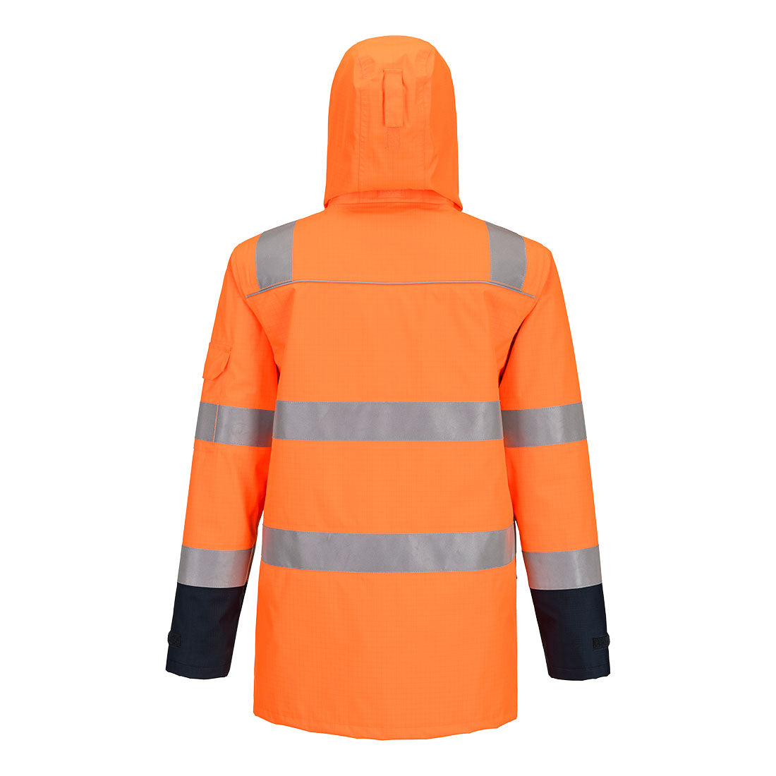 Bizflame Hi-Vis lämpövuorellinen ja sateenkestävä valokaarisuojattu takki - Oranssi/navy