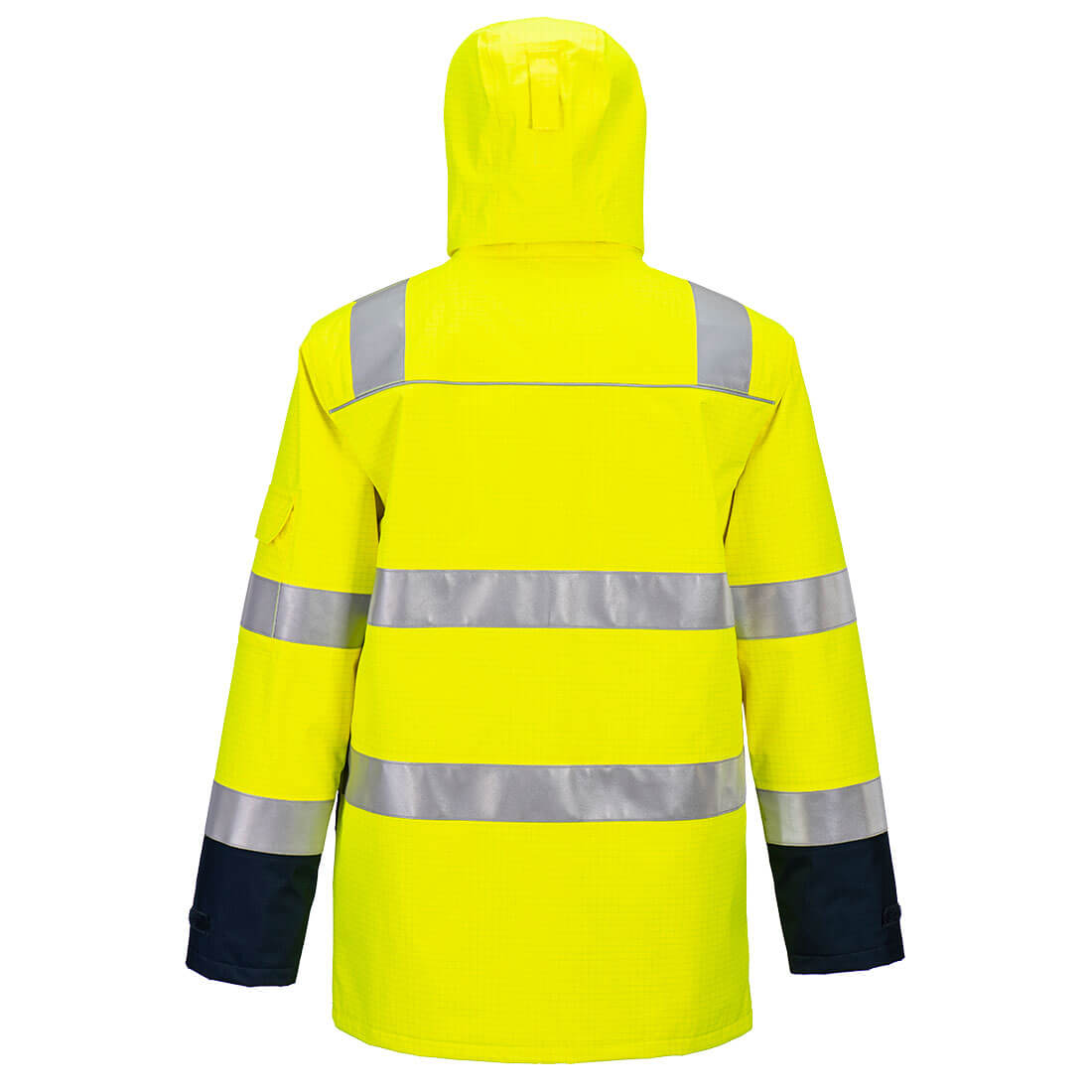 Bizflame Hi-Vis lämpövuorellinen ja sateenkestävä valokaarisuojattu takki - Kelta/navy