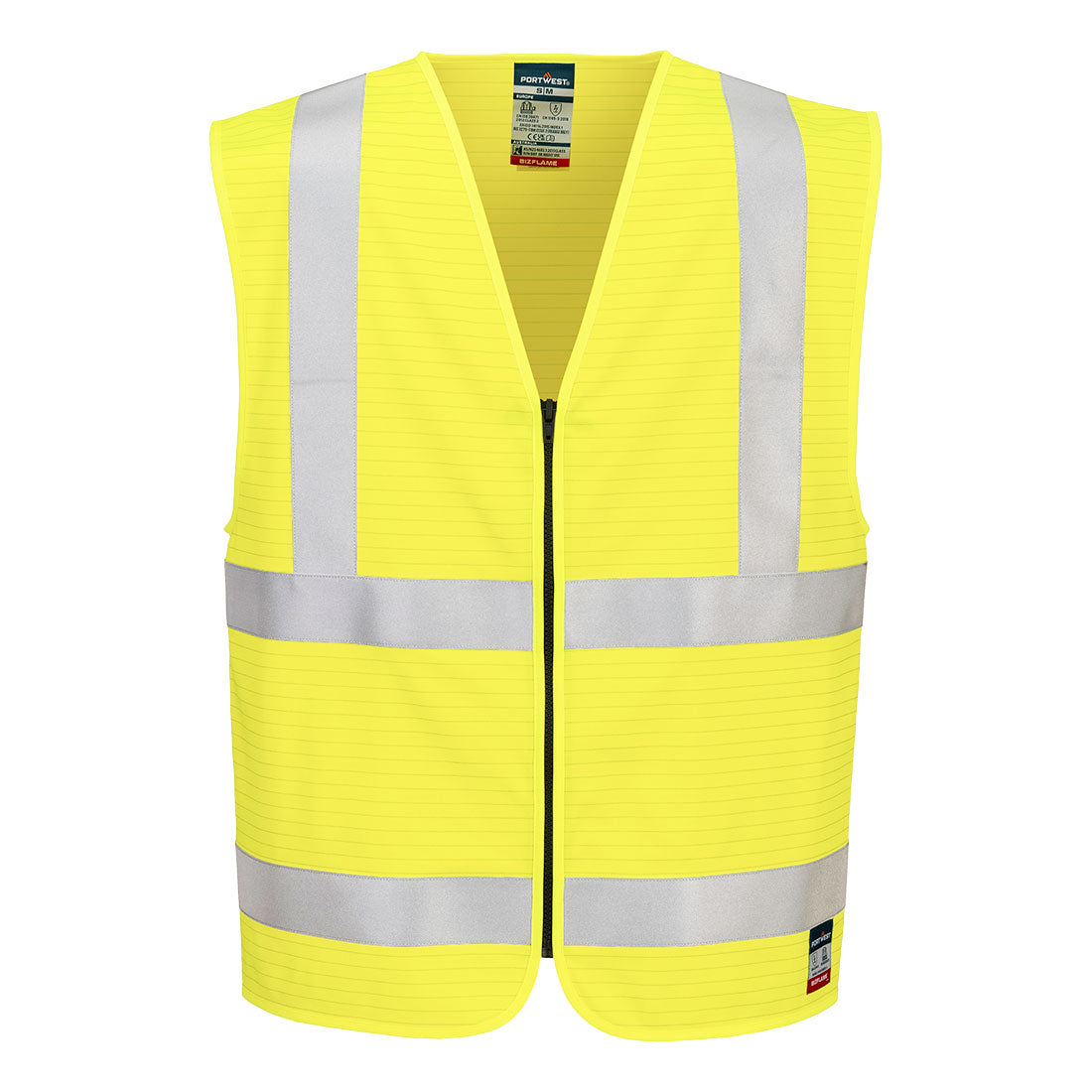 Bizflame Hi-Vis FR vetoketjullinen palosuojattu liivi