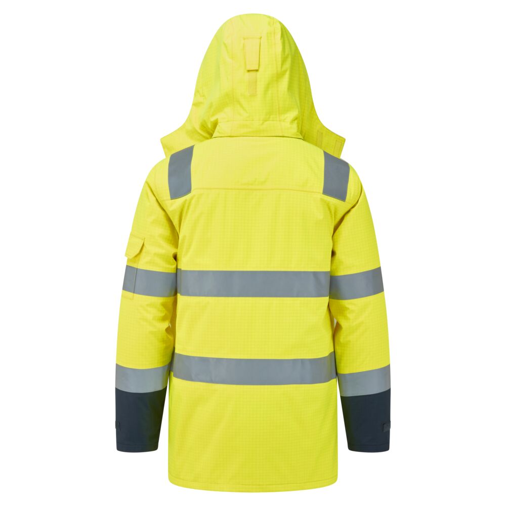 Bizflame Rain+ Hi-Vis Multi-Normi Kontrasti FR vuorellinen talvitakki - Kelta/navy