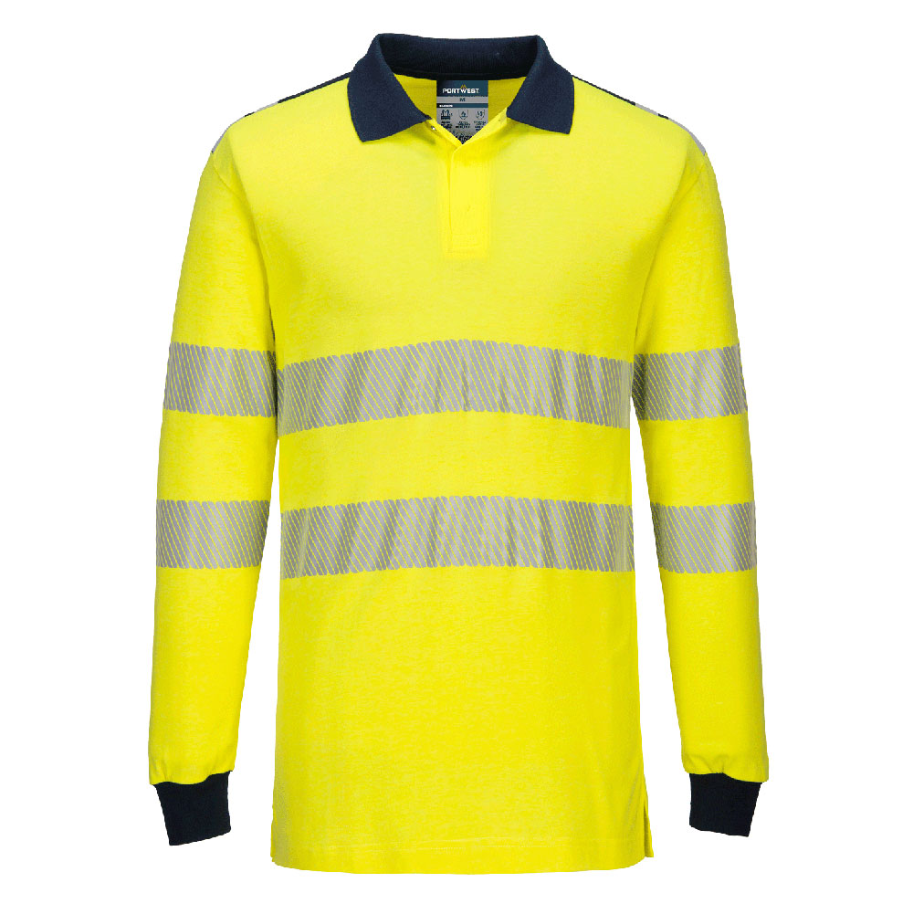 PW3 FR Modaflame Hi-Vis pitkähihainen pikee - Kelta/navy