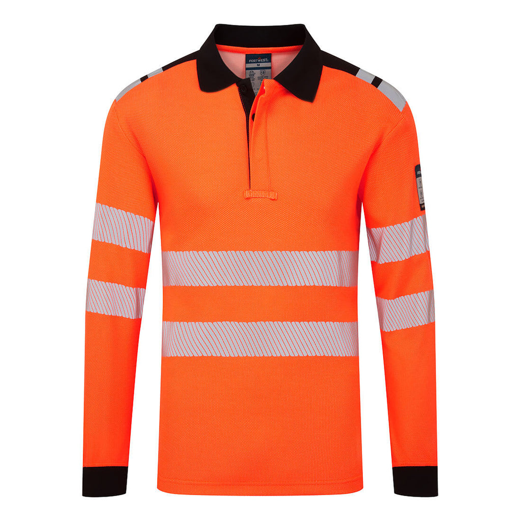 PW3 Modaflame FR Pitkähihainen pikeepaita - Oranssi/musta