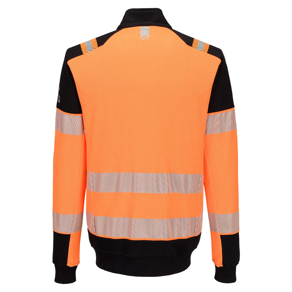 PW3 Modaflame Knit Hi-Vis palosuojattu vetoketjullinen collegetakki - Oranssi/musta