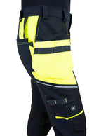 Naisten turva stretch-riipputaskuhousut – 60981 - HV-keltainen/Musta