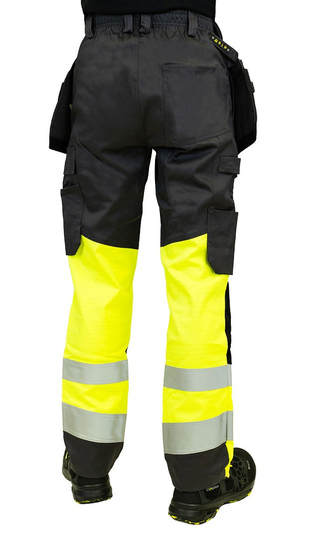 MultiStretch riipputaskuhousut – 6194 - HV-keltainen/Harmaa